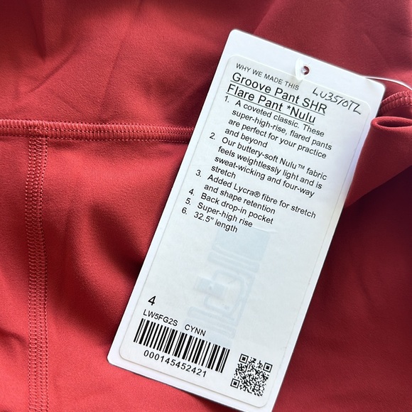 Lululemon Groove Super-High-Rise Flared Pant Nulu size 4 NWT Cayenne - Picture 4 of 6